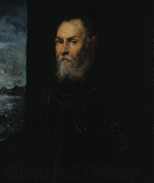 Jacopo Tintoretto Portrait of a Venetian admiral. Norge oil painting art